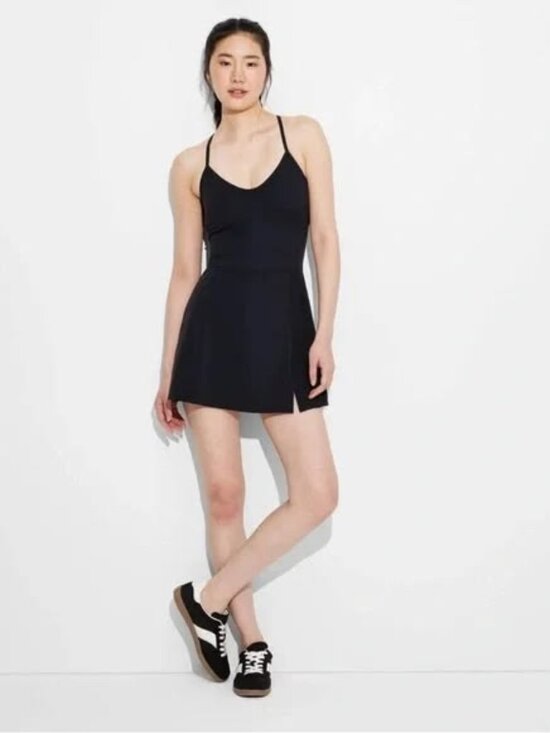 JoyLab Dresses & Skirts - JoyLab Game Day Strappy Active Dress Romper Black Size Medium